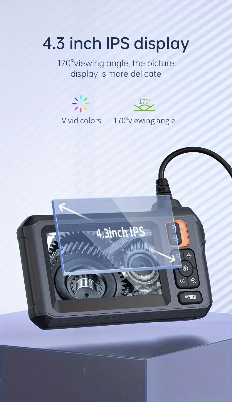 "Explore the INSKAM 4.3-inch Industrial Endoscope the ultimate inspection tool for vehicle maintenance, machine checks, blockage removal, and more. Featuring a waterproof 8mm HD camera, 2000mAh battery, and flexible cable options. Perfect for New Zealan