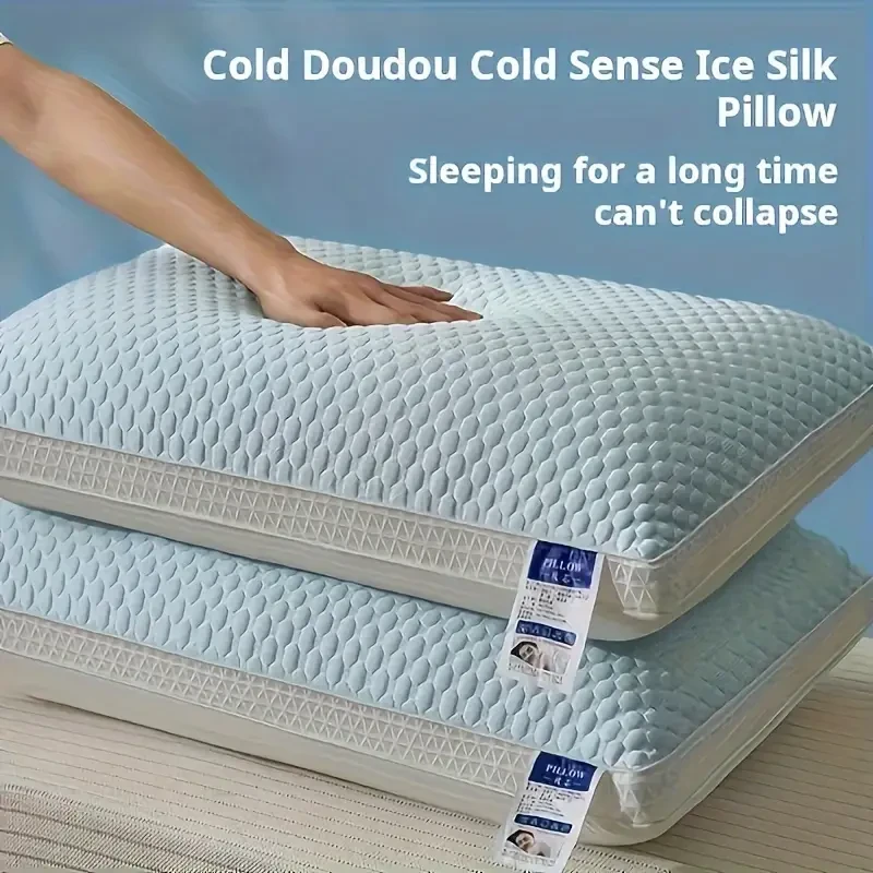 2pcs Blue Contemporary Tofu Pillows, Cooling Breathable, Machine Washable, Space Themed, Multi-Purpose, Polyester Cover, 200-250g Fabric, for Home, Bedroom, Hotel - Perfect Holiday Gift, Christmas Present