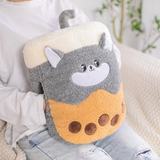 Plush Husky Bear Milk Tea Hand Warmer Gift