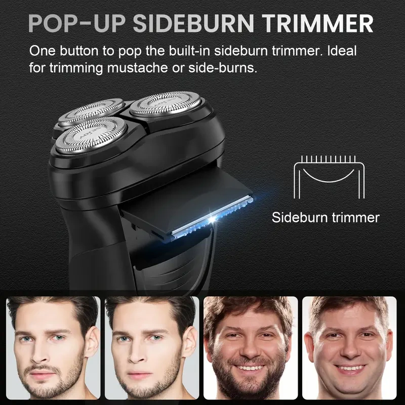 Electric Razor For Men, Dry&Wet 3D Men's Electric Shaver With Pop-up Trimmer, Rechargeable Rotary Shaving Machines, Father's Day Gift For Father Dad Men Husband Boyfriend