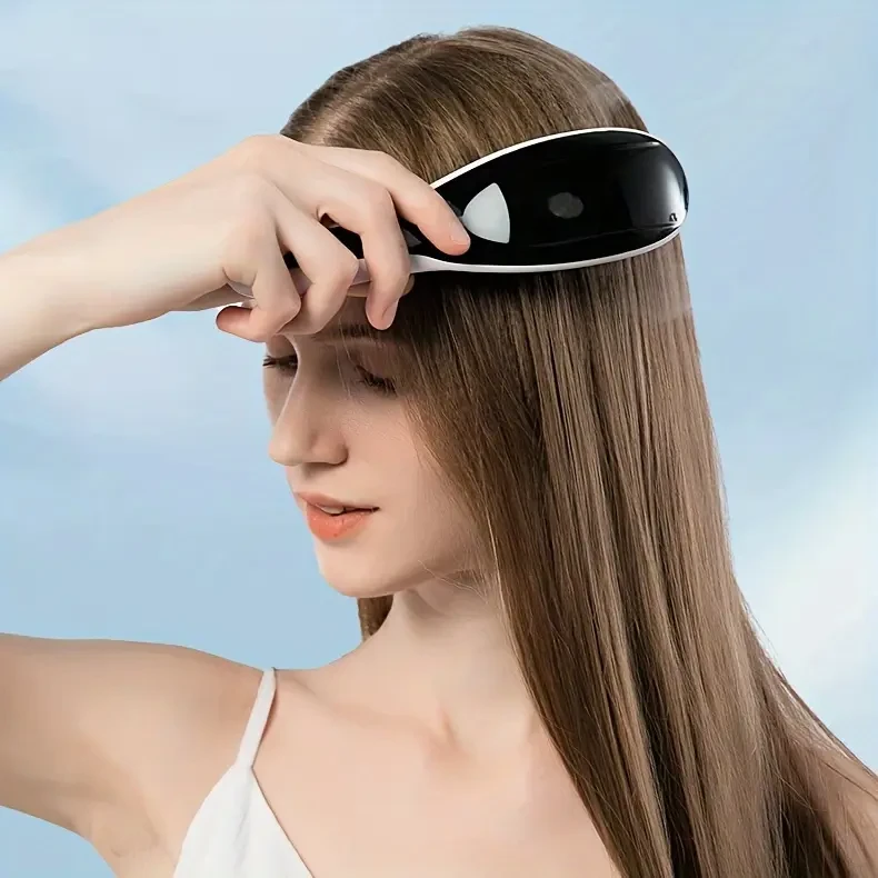 1pc HairGenic USB Rechargeable Electric Scalp Massager Comb - Vibration Hair Growth Tool with 400mAh Lithium Polymer Battery, Portable Head Relaxation Device for Home Use, Hair Care Gift