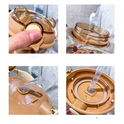 Cute Girl Heart Straw Cup Net Red High-value Large-capacity Bear