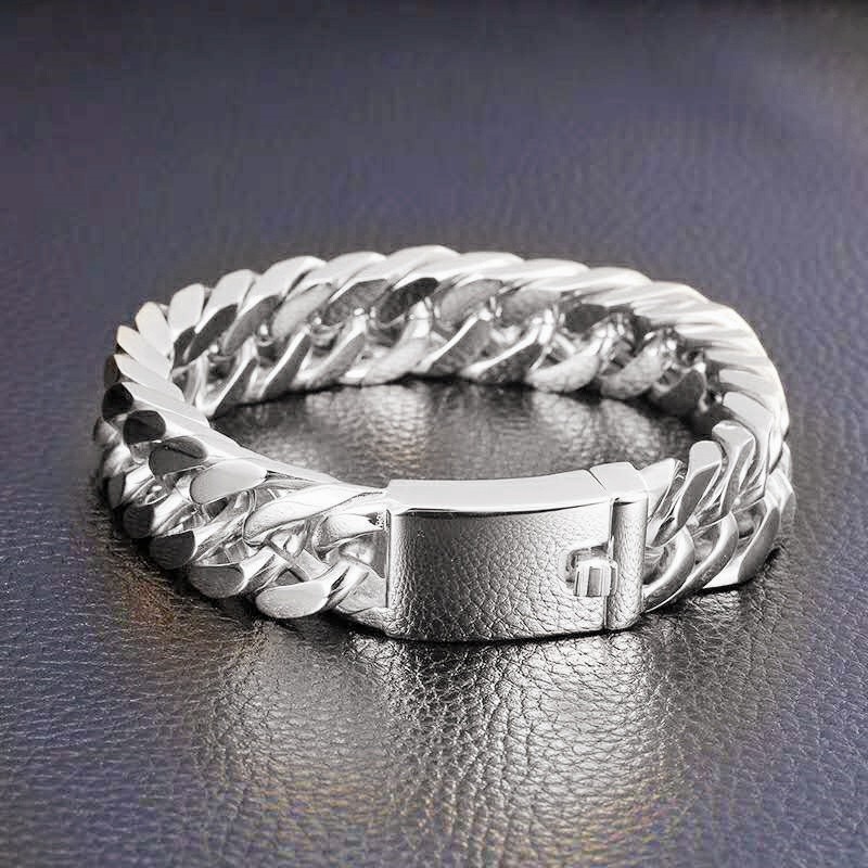 Fashion Black Cuban Chain Bracelet Stainless Steel Bracelet