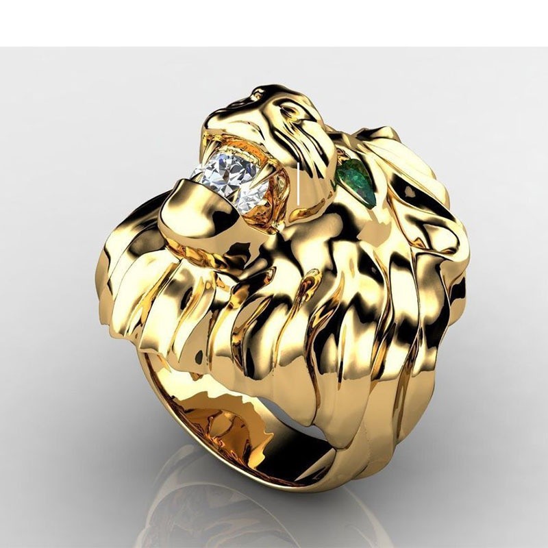 Fashion Stainless Steel Lion Head Ring Animal Ring Hip Hop Rings