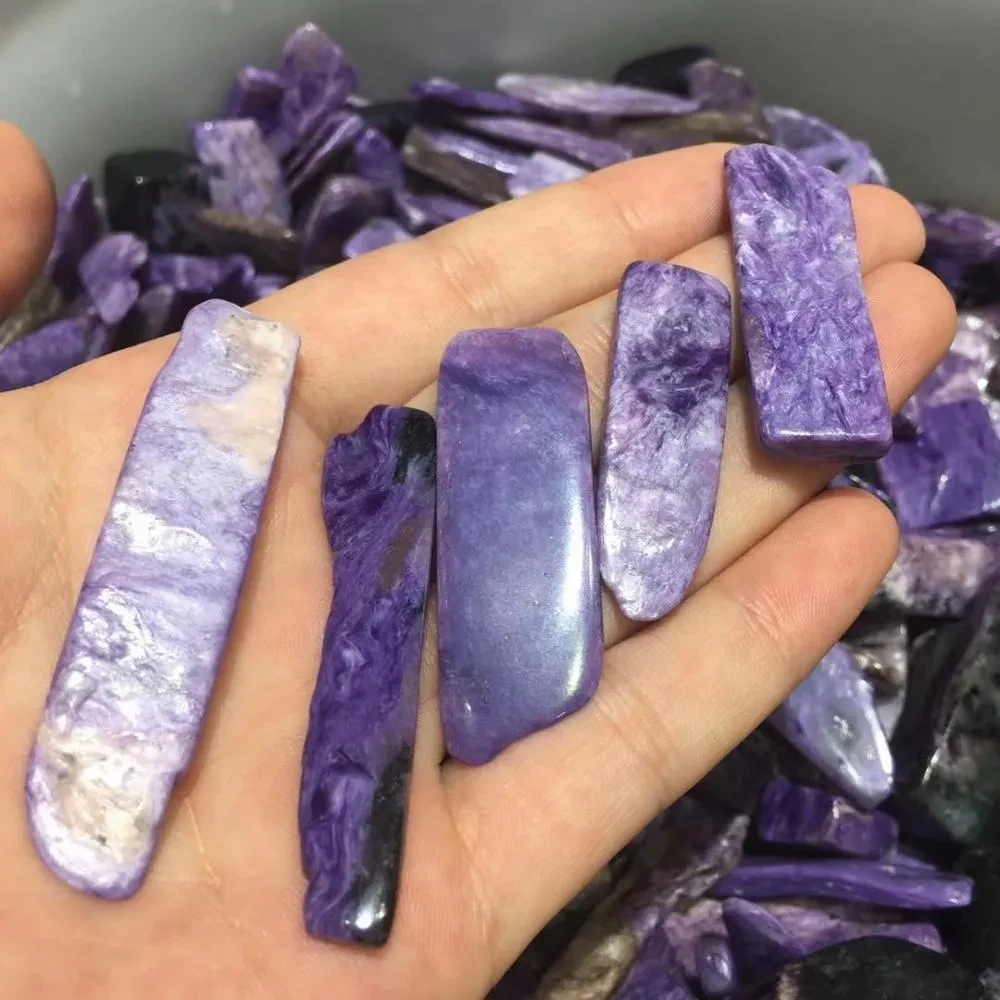 5pcs Natural Charoite Stone Point Plate Chips Quartz Crystal