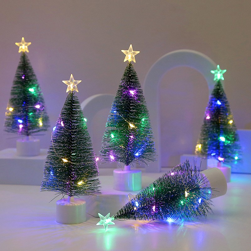 Mini Christmas Trees with LED Light - Tabletop Crafting and DIY Christmas Gift