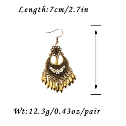 Bohemian Retro Royal Court Style Nepal Exotic Ethnic Characteristics Distressed Ancient Gold Earrings