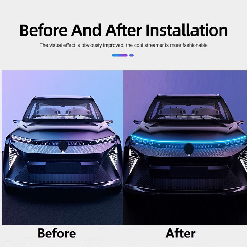 Newest LED Car Hood Light with Turn Signal - Dynamic Daytime Running & Ambient Lamp