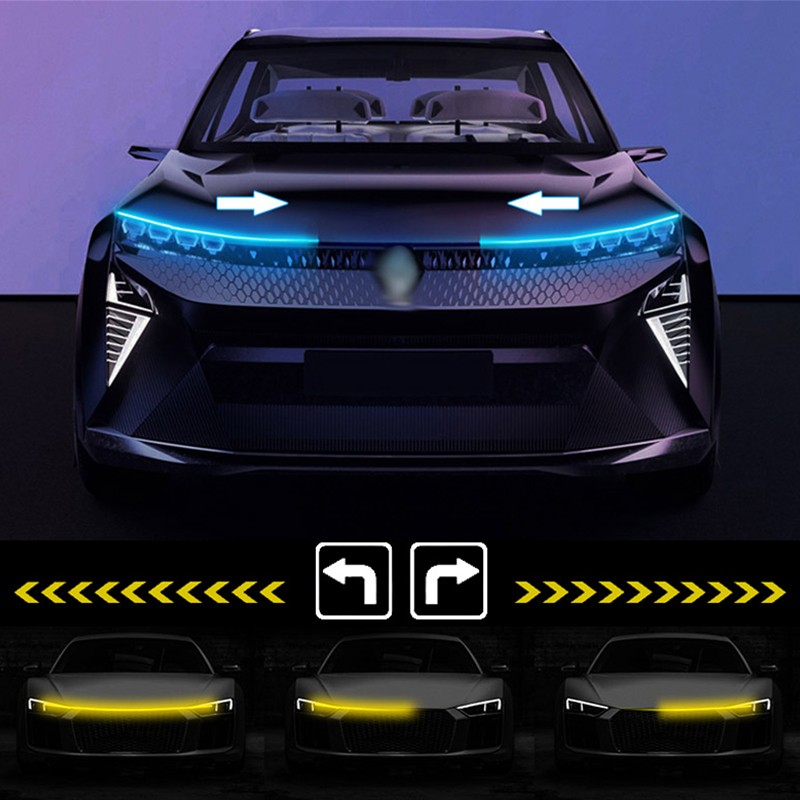 Newest LED Car Hood Light with Turn Signal - Dynamic Daytime Running & Ambient Lamp