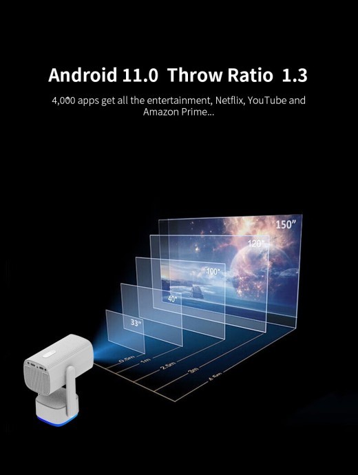 PTZ Projector 4K HD Bedroom And Household