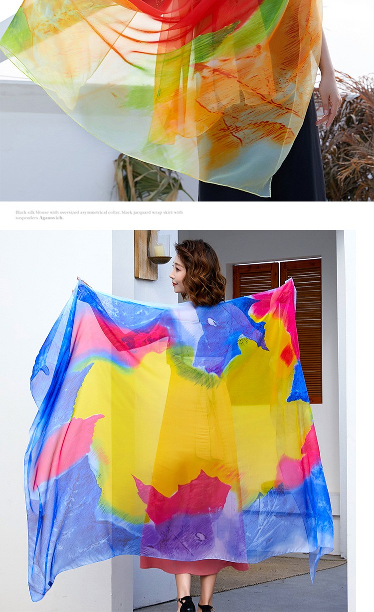 Polyester Women's Summer Silk Scarf Oversized Sunscreen Lightweight Beach Towel