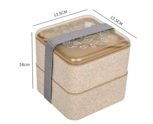 Double-Layer Square Wheat Straw Lunch Box