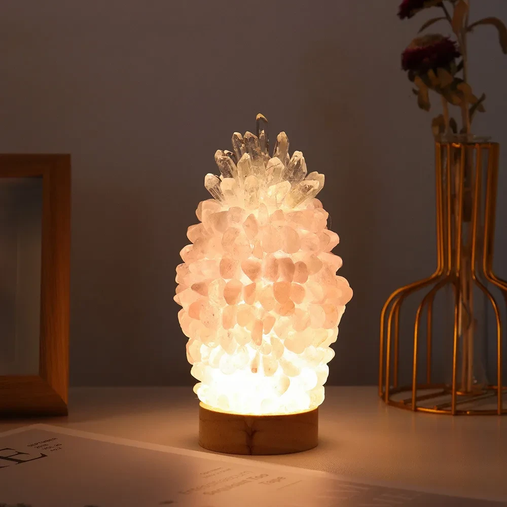 Natural Powder Crystal Crushed Stone Pineapple Night Light