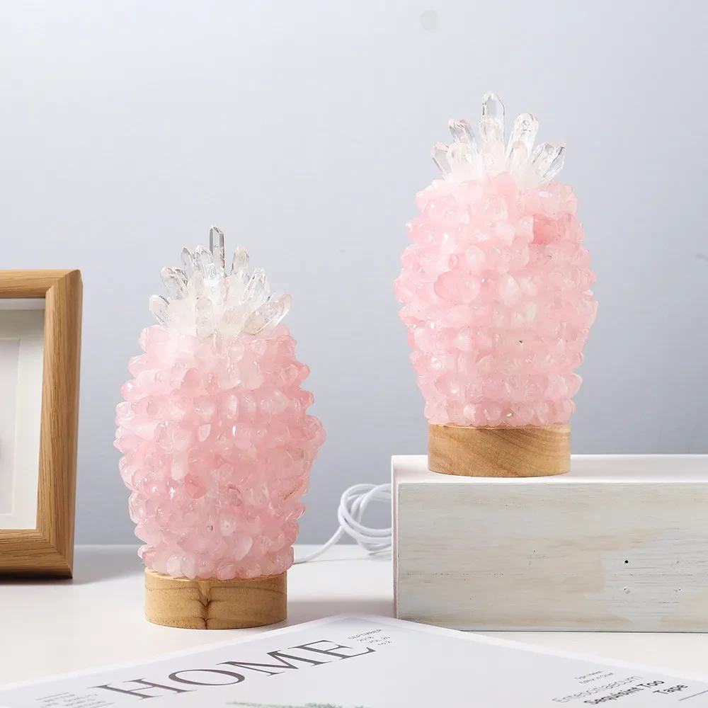 Natural Powder Crystal Crushed Stone Pineapple Night Light
