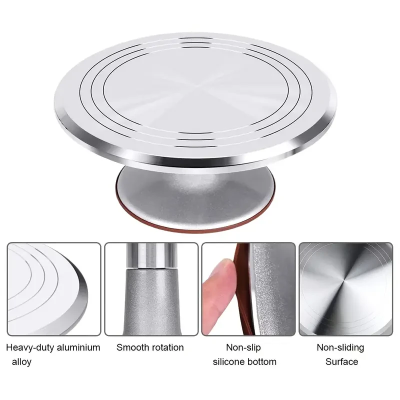 12-Inch Aluminum Alloy Cake Turntable For Smooth 360