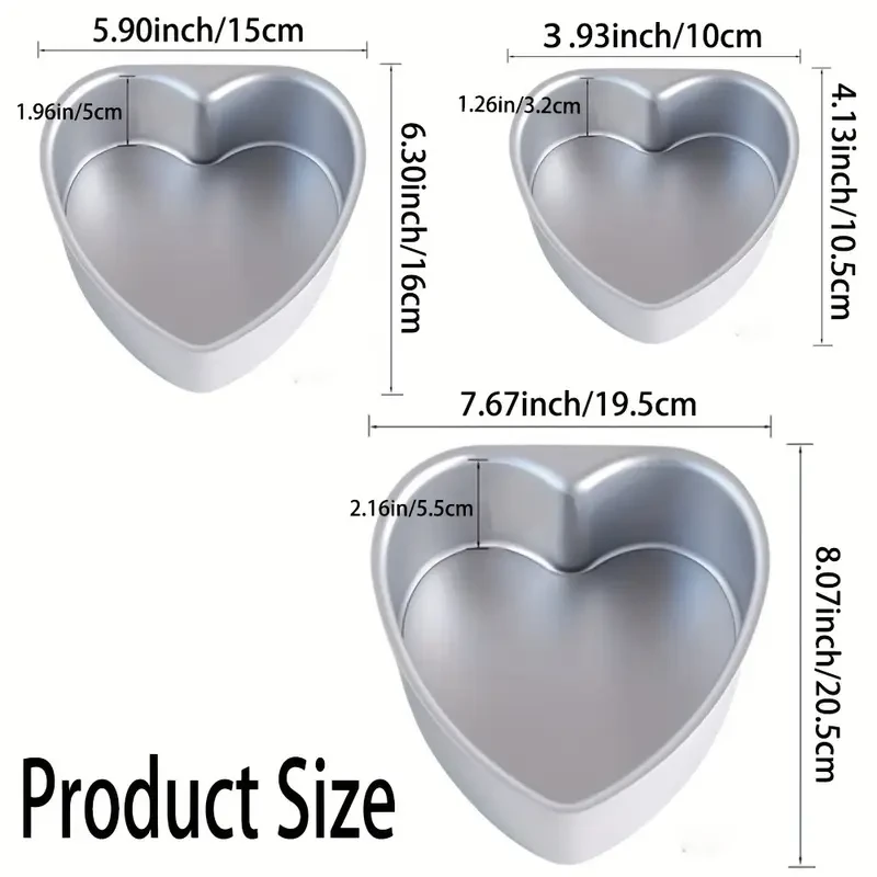 3pcs Heart-Shaped Cake Pan Set