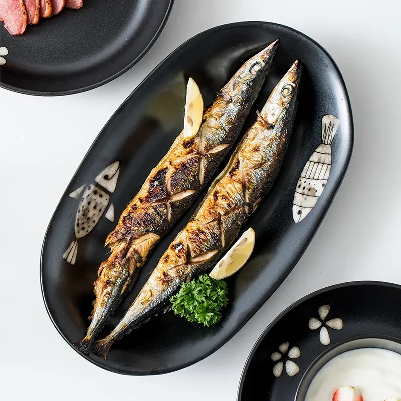 Japanese Hand-painted Fish Plate Large Fish Plate