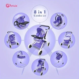 Anivia 2-in-1 Doll Bed & Swing Set for 45.72cm Youngsters Dolls - Includes Bottom Tray, Perfect Gift for Youngsters