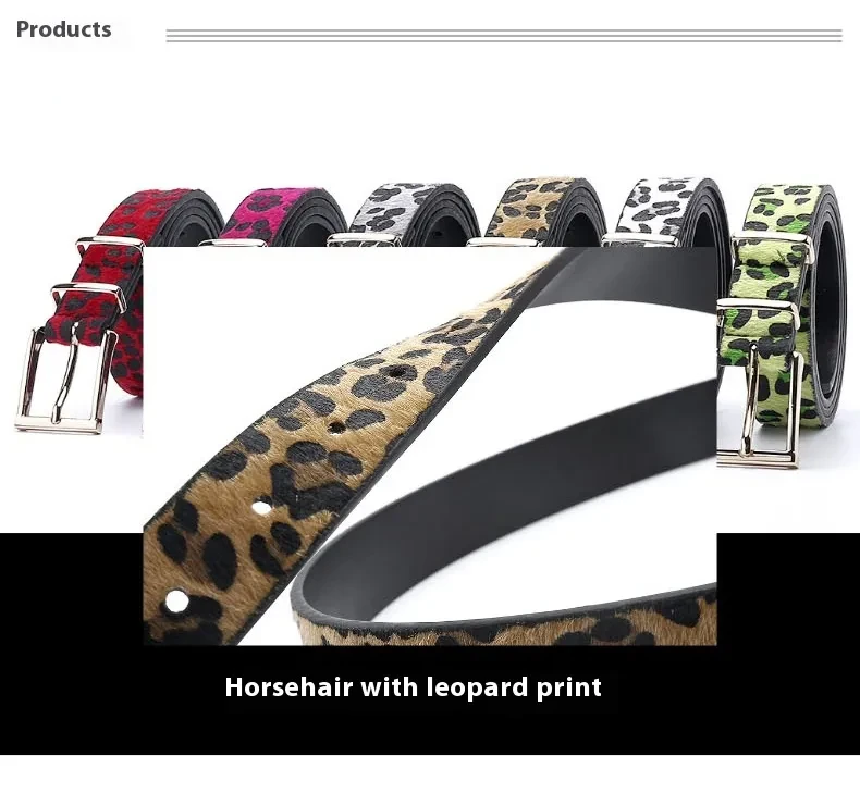 Female Ornament Creative Style Leopard Print Horse Hair Belt