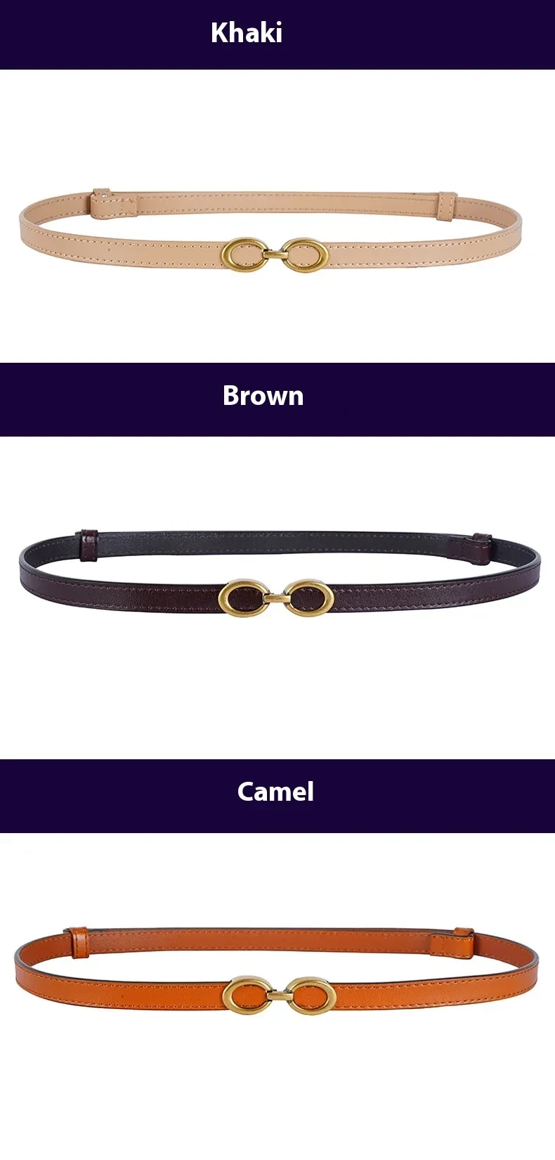 Women's Single Circle Dress Waist Thin Belt With Suit Shirt Small Belt A Pair Of Buckles All-matching