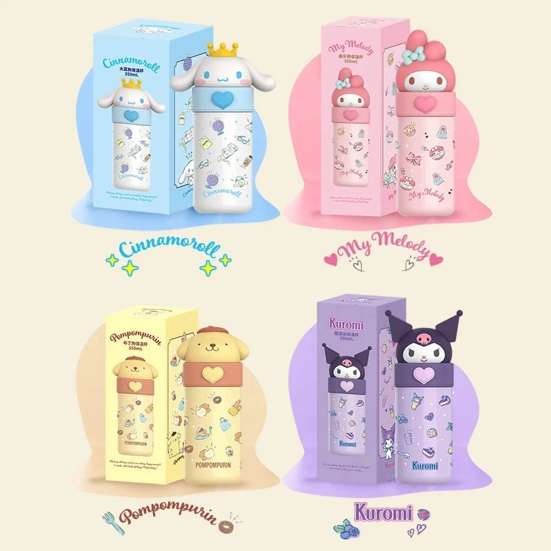 Miniso Hello Kitty Cinnamoroll Kuromi Stainless Steel 316 Thermos Water Bottle Vacuum Termo Kids Vacuum Flask Bottle Tumbler