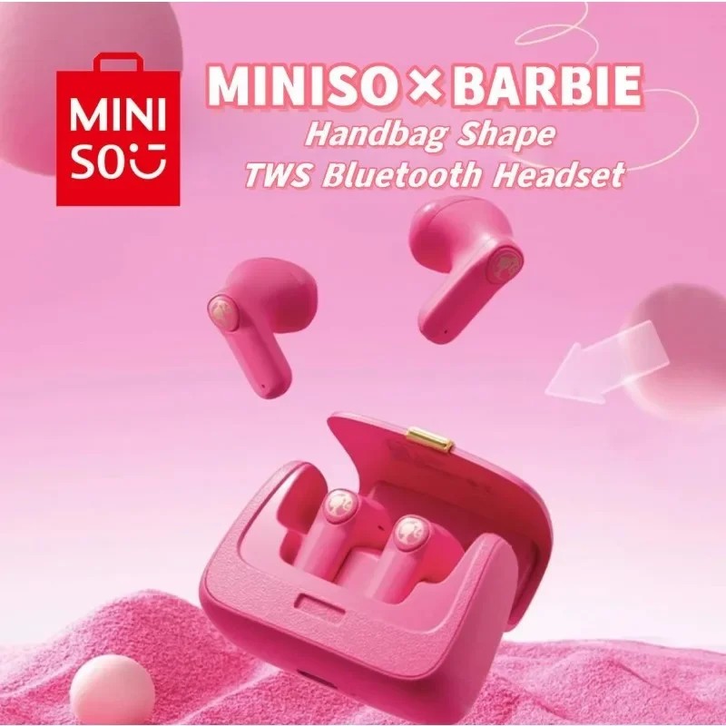 Genuine MINISO Barbie Series TWS Bluetooth Headphones Pink Cute Creative Handbag Shape In-Ear Earplugs, Ideal Girls Holiday Gift