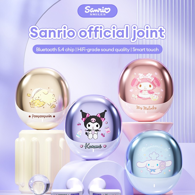 Miniso Sanrio BL02 Wireless Bluetooth 5.4 Earphones Touch Control HD Call Earbuds with LED, Long Endurance Music Headphones, Cute Design