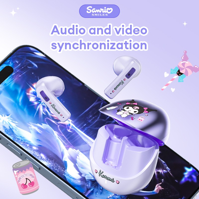 Miniso Sanrio BL02 Wireless Bluetooth 5.4 Earphones Touch Control HD Call Earbuds with LED, Long Endurance Music Headphones, Cute Design