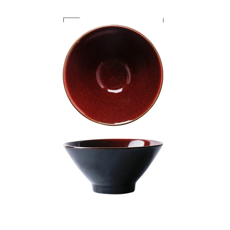 Kiln-style Household Ceramic Large Rice Bowl Noodle Bowl Restaurant Retro Salad Bowl Hat Bowl Soup Bowl Dessert Bowl