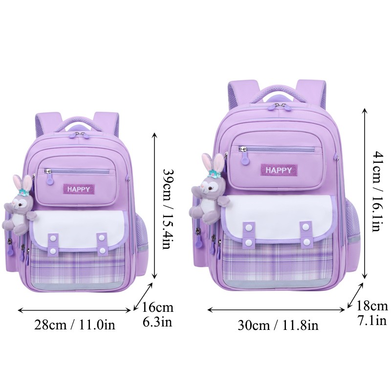MINISO Disney LinaBell Student Bag Kawaii StellaLou Waterproof Schoolbag with Cartoon Design, Large Capacity and Safety Reflectors Backpack