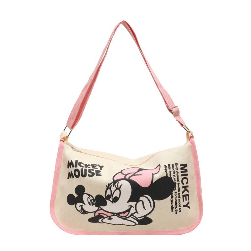 MINISO Snoopy Cartoon Cute Print Canvas Bag Large Capacity One Shoulder Dumpling Bag, Women's Crossbody Bag