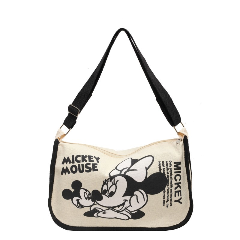 MINISO Snoopy Cartoon Cute Print Canvas Bag Large Capacity One Shoulder Dumpling Bag, Women's Crossbody Bag