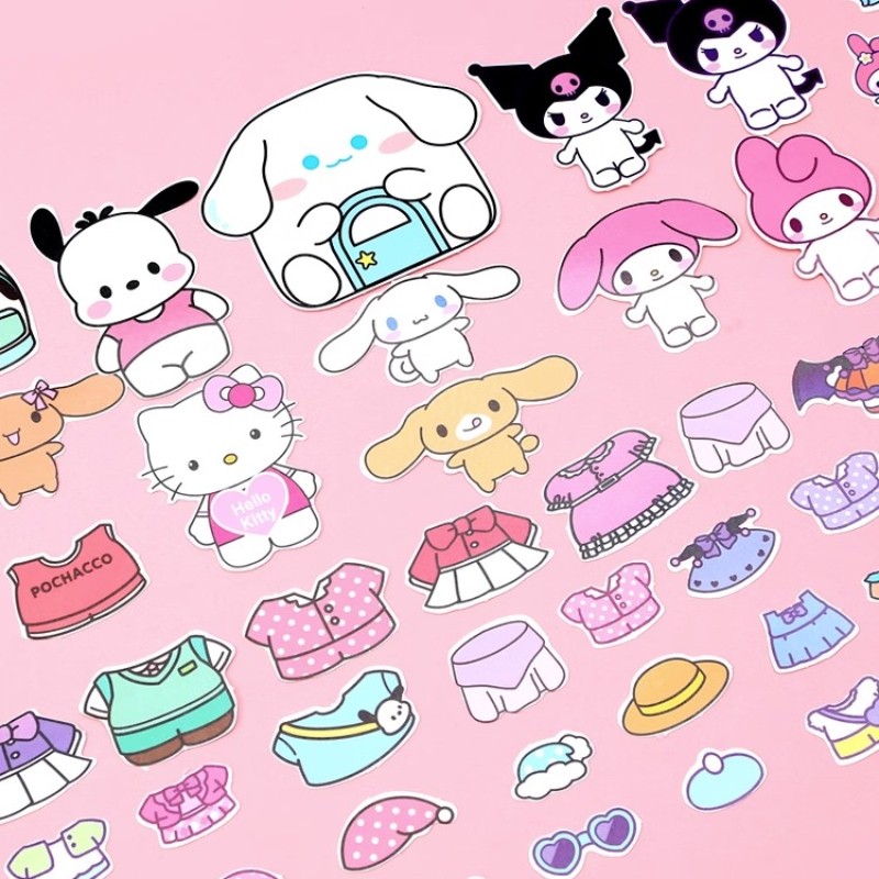 MINISO Sanrio Girl Quiet Book Kuromi, Cinnamoroll, My Melody, and Pochacco DIY Material Children's Toys for Development and Hands-On Ability