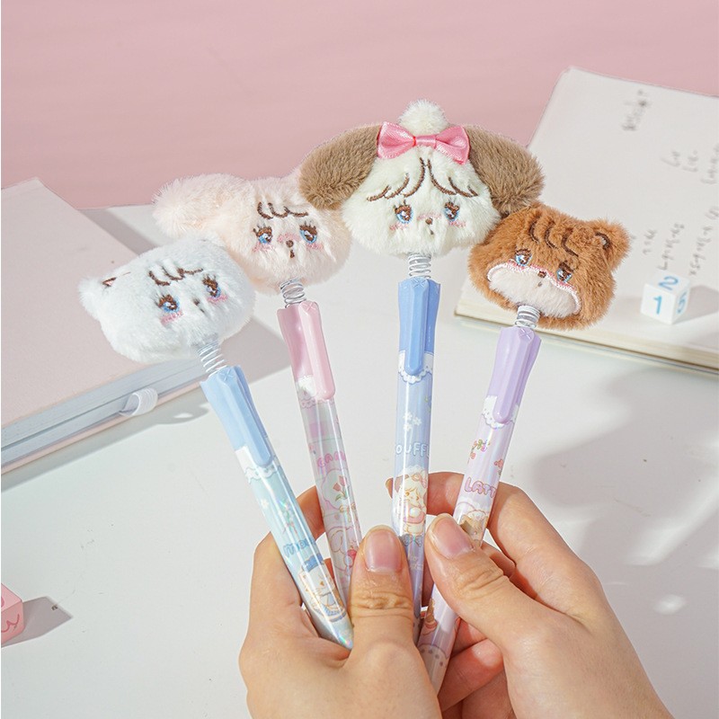 28pcs Miniso Mikko Plush Doll Neutral Pen Set  Cartoon Mikko Writing Pens, 0.5mm Black Gel Pens for Students, Stationery