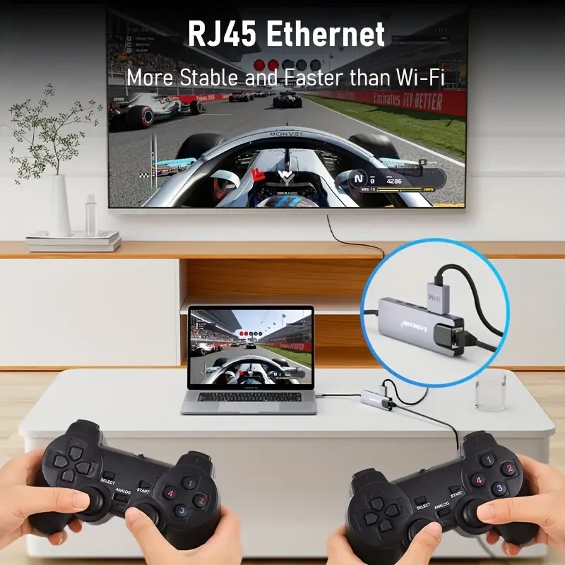 Lemorele 5in1 USB Type C Hub HDTV RJ45 Lan Adapter