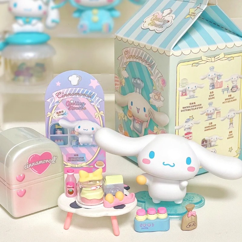 6 Boxes Cinnamoroll Cooking Blind Box  MINISO Sanrio Doll Model Decorative Ornaments for Children Toys, Birthday Gifts, Kawaii Trendy Animation