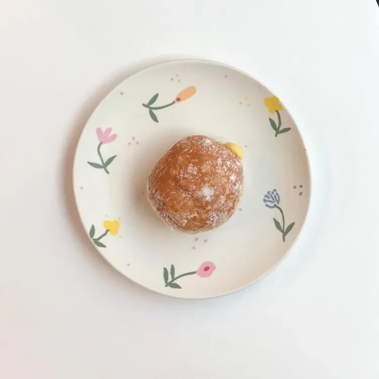 Ins Matte Hand Painted Floral Fruit Dessert Plate