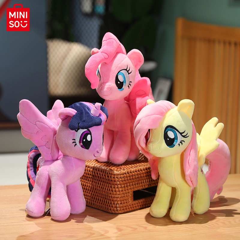 MINISO My Little Pony Anime Plush Doll Toys  Prototype Cartoon Pinkie Pie and Fluttershy Soft Doll Throw Pillow, Perfect Children's Gift