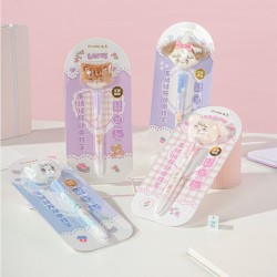 28pcs Miniso Mikko Plush Doll Neutral Pen Set  Cartoon Mikko Writing Pens, 0.5mm Black Gel Pens for Students, Stationery