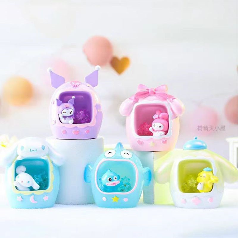 Original MINISO Kuromi Melody Cartoon Anime Moon Night Light Blind Box Decor Ornaments Toys, Cute Girls Gift, Kids Birthday Gifts