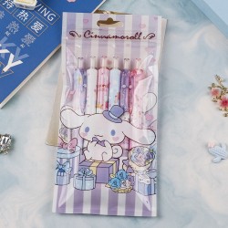 6Pcs/Set Kawaii Sanrio Hello Kitty 0.5mm Gel Pens  Cute Kuromi Press Gel Pen Cartoon Kids School Student Stationery Supplies Gift