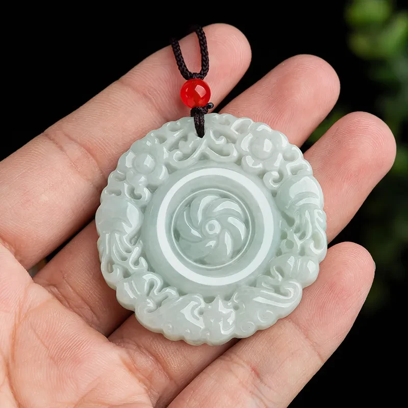 Natural Emerald Flower Blooming Rich Jade Pendant Ice Jade Stone Pendant For Women