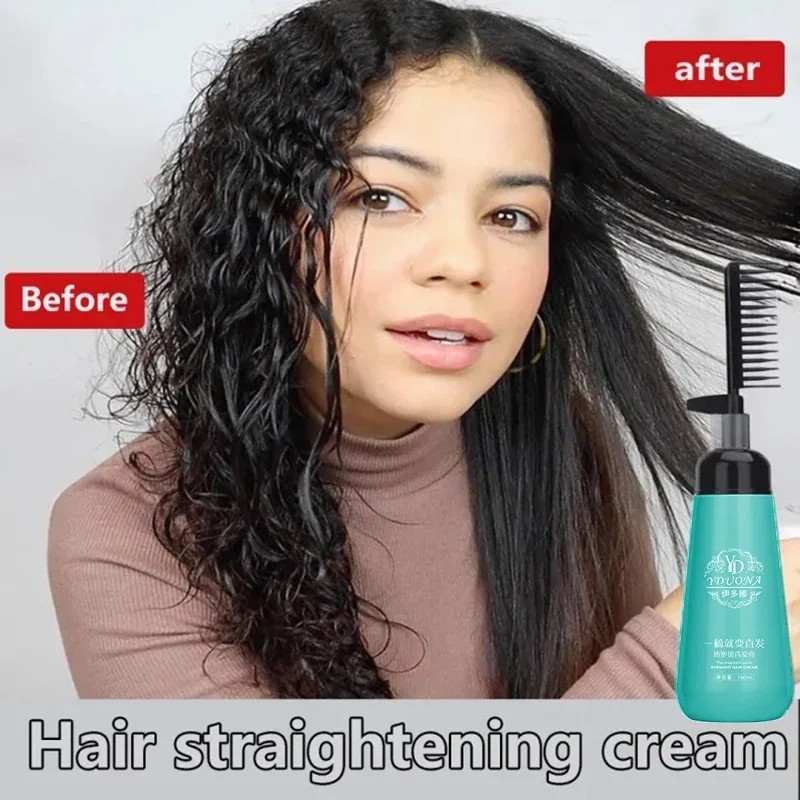 Hair Straightening Cream and Comb Set Repair Hair Frizz, Beautiful Protein Smooth Care