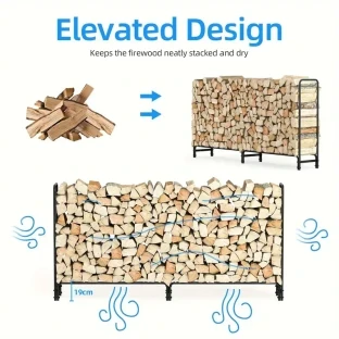 Heavy-Duty Metal Firewood Rack – Wrought Iron Log Holder for Fireplace