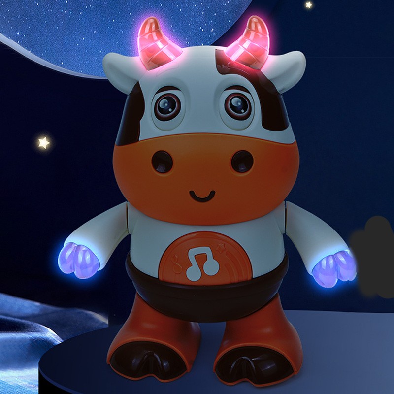 Baby Cartoon Cow Electronic Pet Toy - Dancing, Walking, Light and Music Interactive Educational Toy