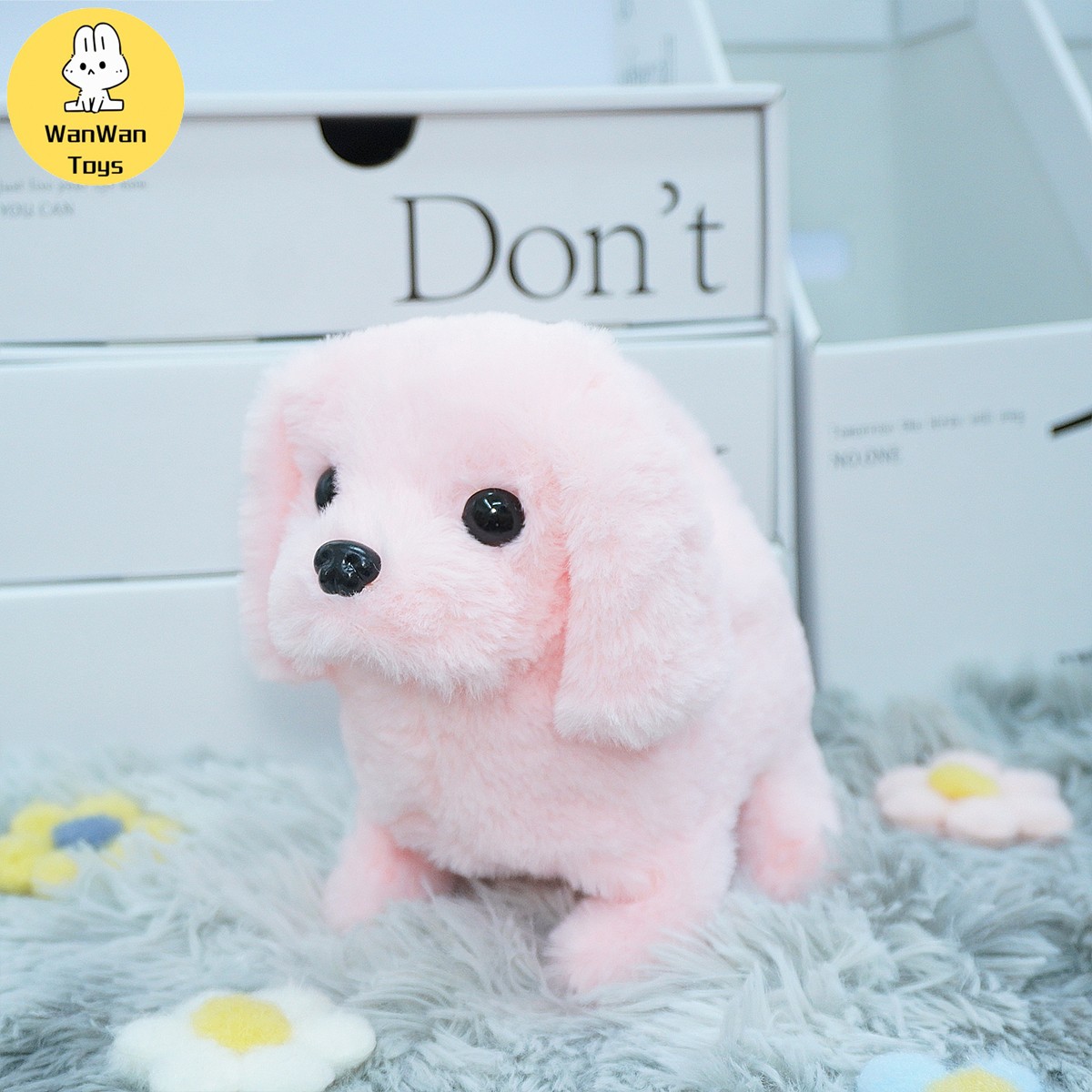 Cute Solid Color Big Dog Electric Pet Toy - Running, Barking, Nodding Companion for Kids