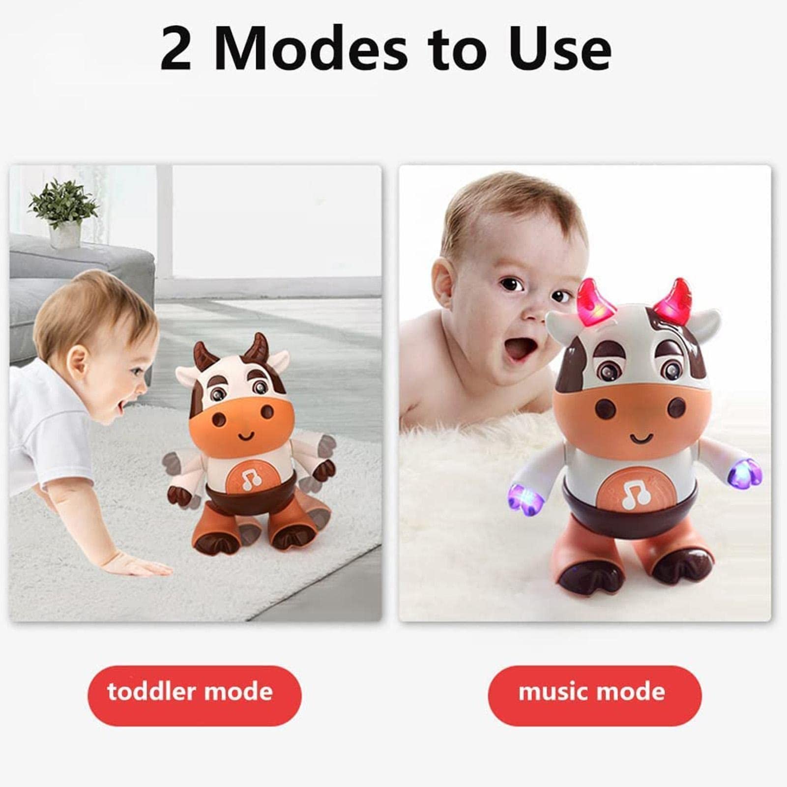 Baby Cartoon Cow Electronic Pet Toy - Dancing, Walking, Light and Music Interactive Educational Toy