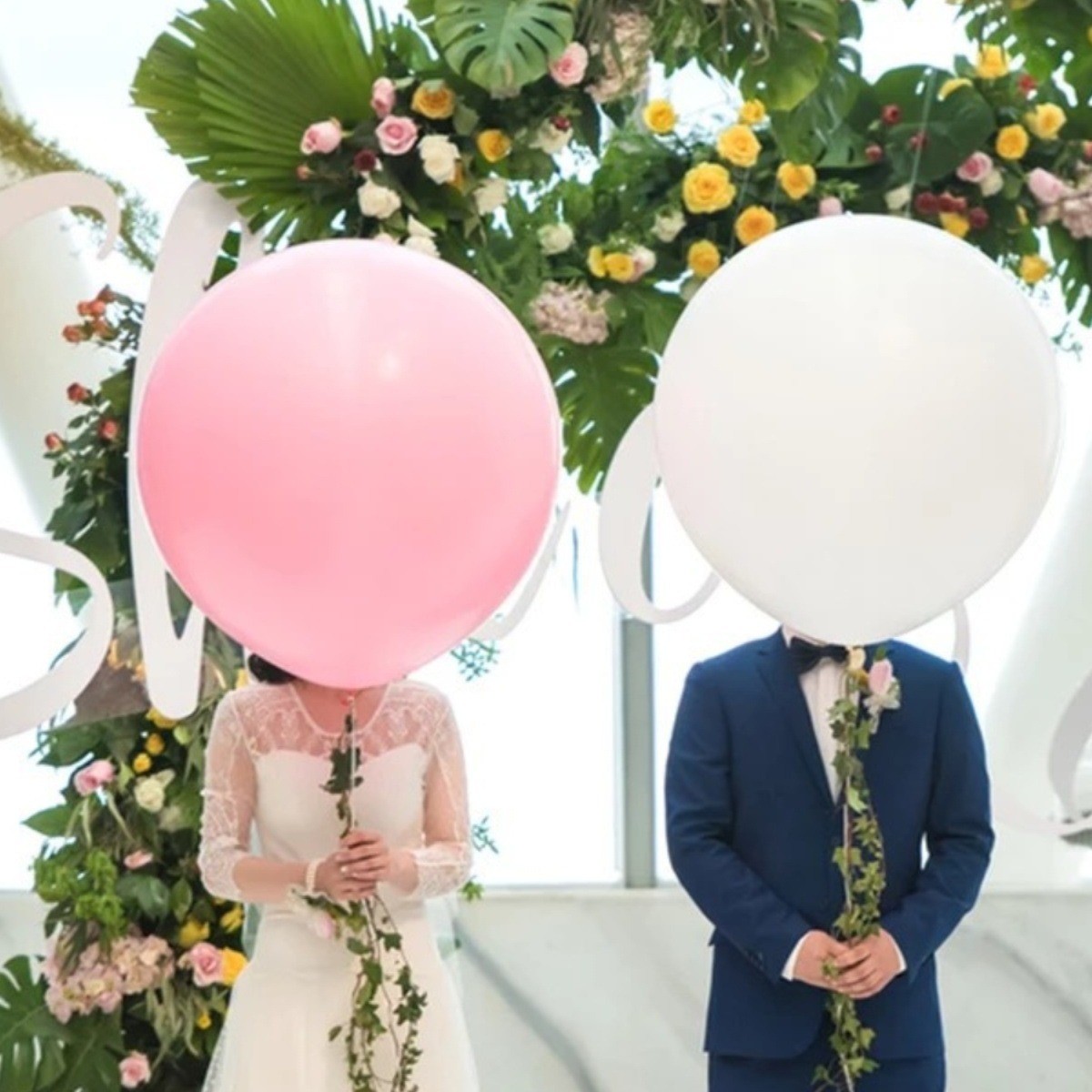 10pcs 36-Inch Giant Pink Balloons - Round Inflatable Latex for Room Decor, Birthday Parties, and Weddings