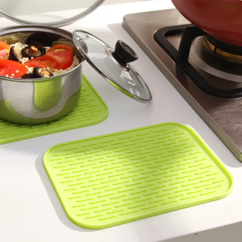 Silicone Anti-scald Non-slip Rectangular Pot Mat Bowl Mat Tableware Table Mat