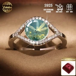 Yalabe Elegant 925 Sterling Silver Ring with Glass Firefly Design, Adjustable Open Band for Men and Women  Perfect for Daily Wear